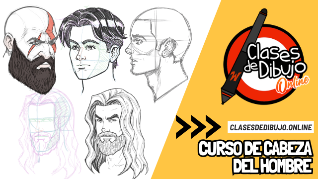 Curso de dibujo de la cabeza del hombre estilo cómic